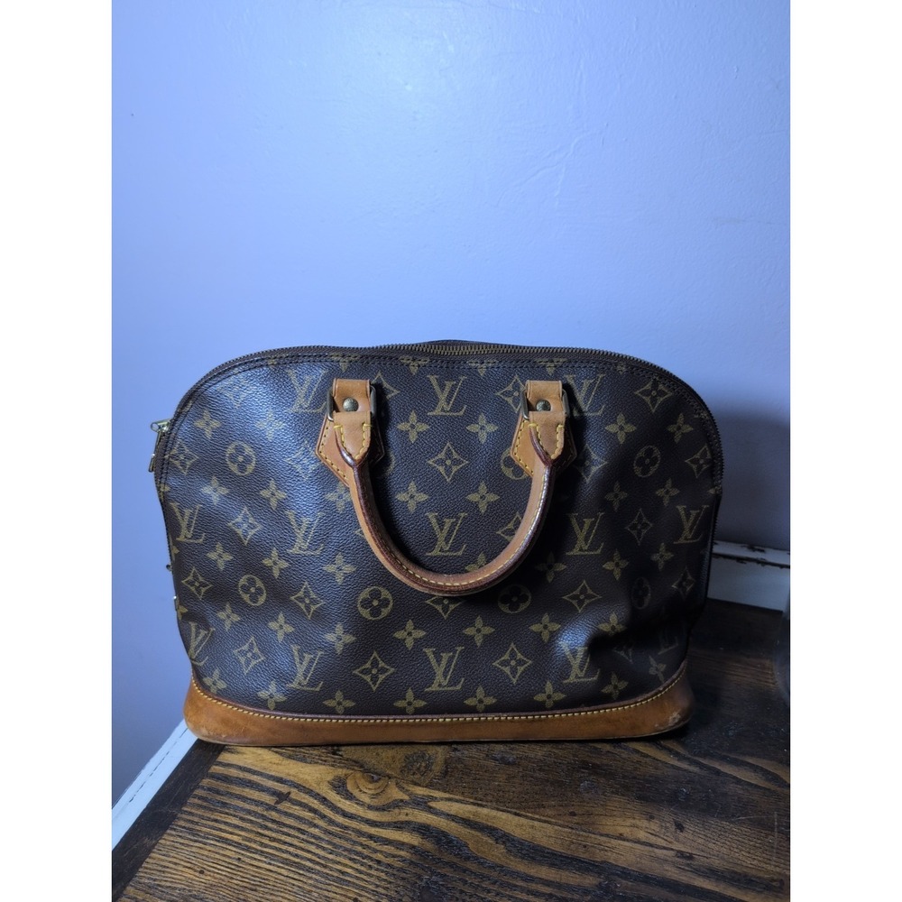 Louis Vuitton Alma PM Monogram Canvas Leather Vintage Bag Brown Vintage